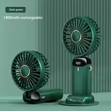 Portable Handheld Mini Fan Foldable Neck Hanging Fans 5 Speed USB Rechargeable Fan with Phone Stand and Display Screen 1800mAh