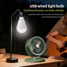 Solar Fan with LED Light, 5-Speed, 4-Height Adjustable, Portable Floor Fan for Camping, Hiking, Home, Office, USB/Solar Charging