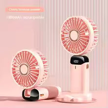 Portable Handheld Mini Fan Foldable Neck Hanging Fans 5 Speed USB Rechargeable Fan with Phone Stand and Display Screen 1800mAh